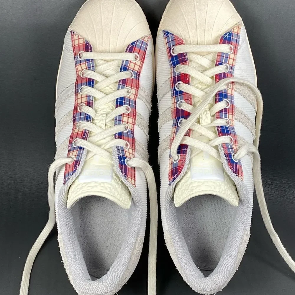 ADIDAS SUPERSTAR ‘PLAID’ WONDER WHITE Sneaker shoes mens size 11.5